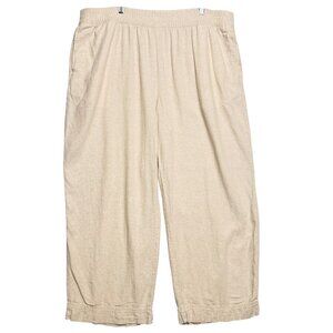 Old Navy Pants Set of 2 Womens XXL Beige & Stripe Linen Blend Wide Leg High Rise